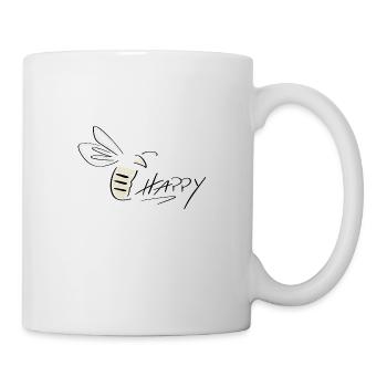Bee Happy Line Art - Minimaliste avec des touches de couleur - Mug blanc - blanc - Droite