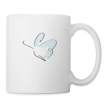Schmetterling Line Art - Minimalistisch mit Farbe - Tasse - Weiß - Rechts
