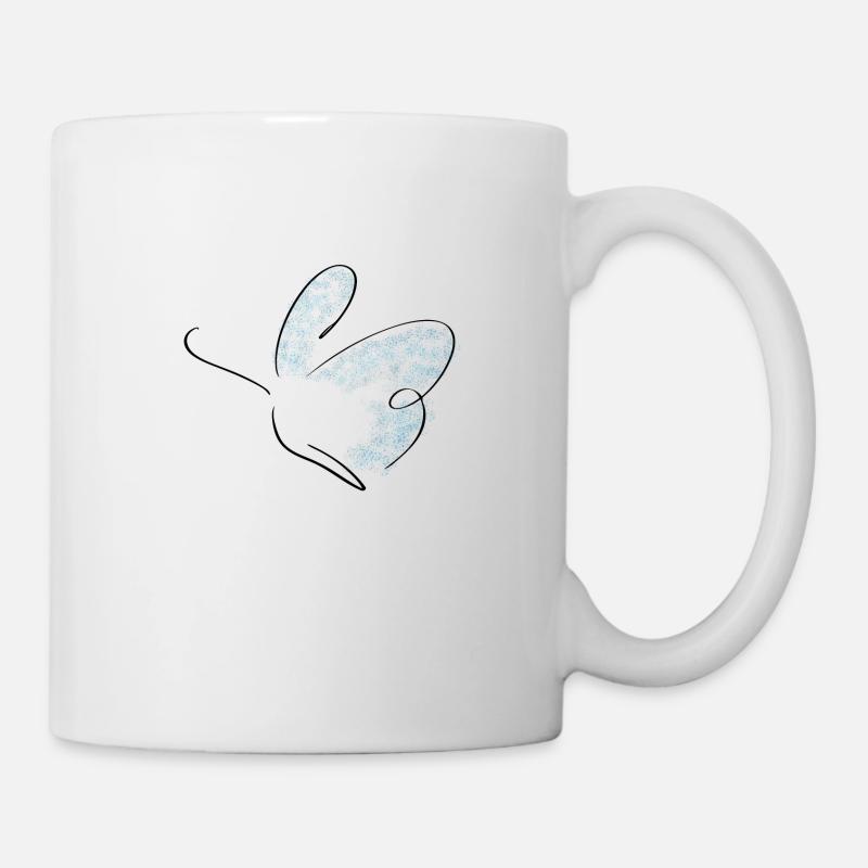 Schmetterling Line Art - Minimalistisch mit Farbe - Tasse - Weiß