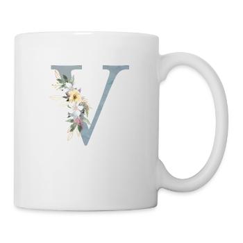Fleurs de printemps Monogramme V - Mug blanc - blanc - Droite