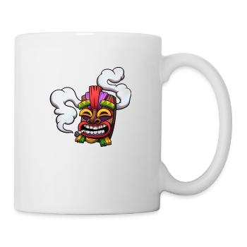 Masque Tiki élevé Fumer un joint - Mug blanc - blanc - Droite