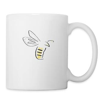 Bee Line Art - Minimalist with splashes of color - Mug - white - Right