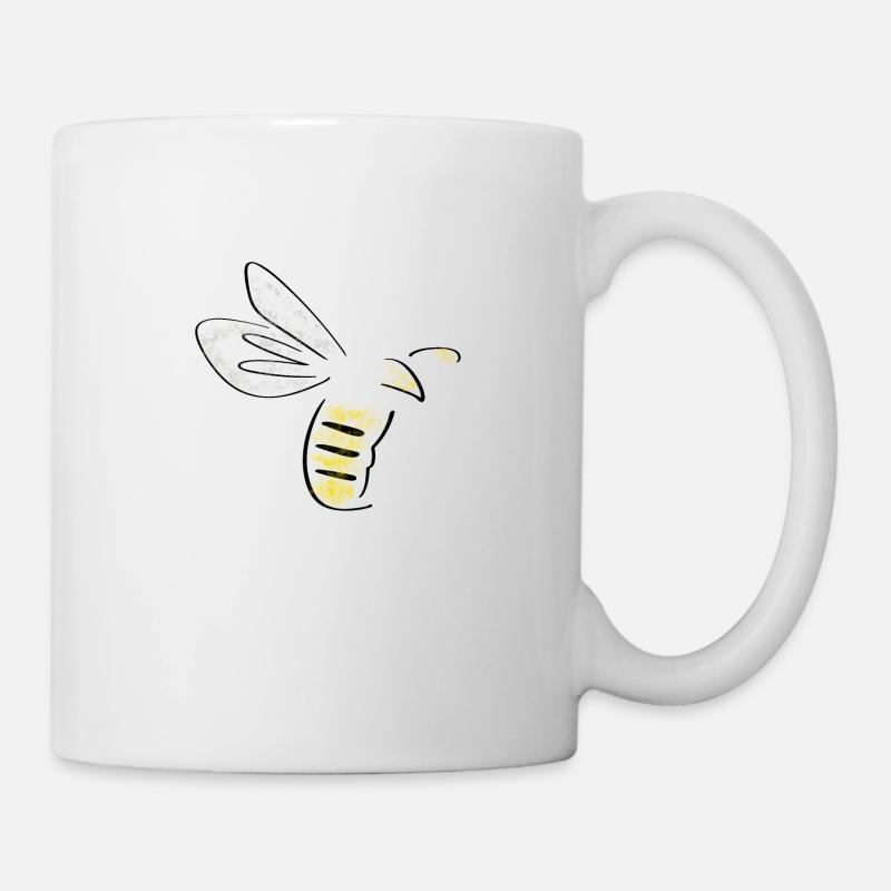 Bee Line Art - Minimaliste avec des touches de couleur - Mug blanc - blanc