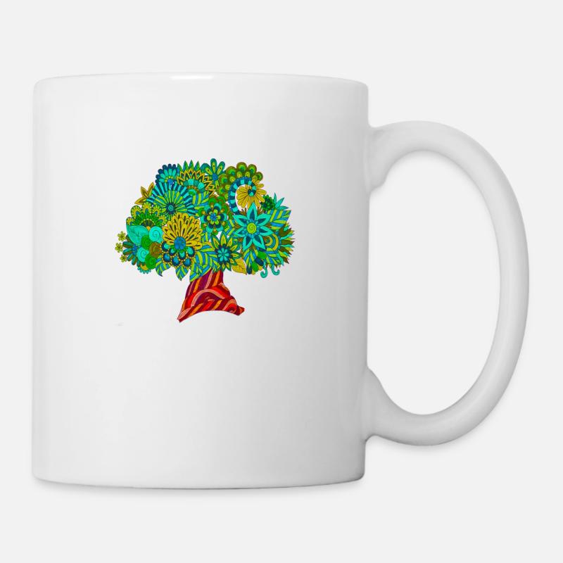 Mandala Arbre de Vie pour la Prospérité, la Richesse et le Bonheur - Mug blanc - blanc