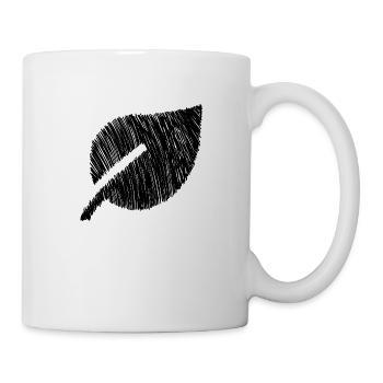 Idée cadeau peinte à la main hachurée à feuille noire - Mug blanc - blanc - Droite