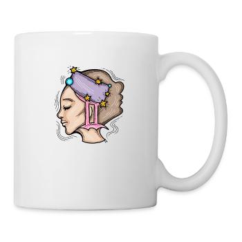 Signe du zodiaque Gémeaux. Horoscope met en vedette le visage de la femme. - Mug blanc - blanc - Droite