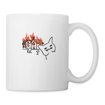 CHAT BRÛLANT UNE ÉGLISE - Mug blanc - blanc - Droite