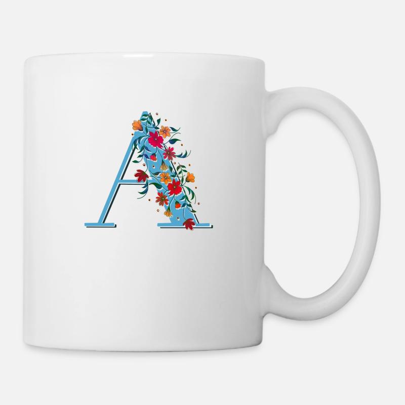 Letter A with flowers ornament - Mug - white