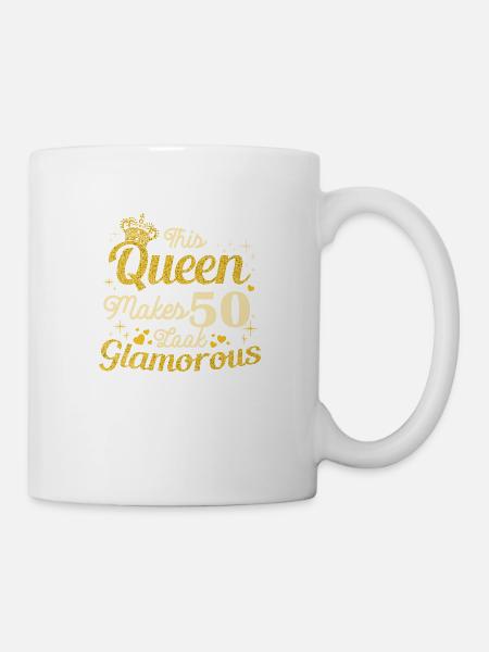 Anniversaire Reine fête ses 50 ans 50 ans Femmes - Mug blanc - blanc