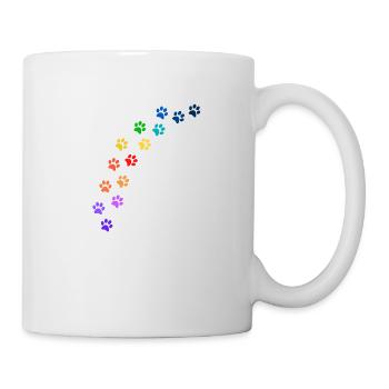 Bunte Tatzen von Hunden oder Katzen | Regenbogen - Tasse - Weiß - Rechts