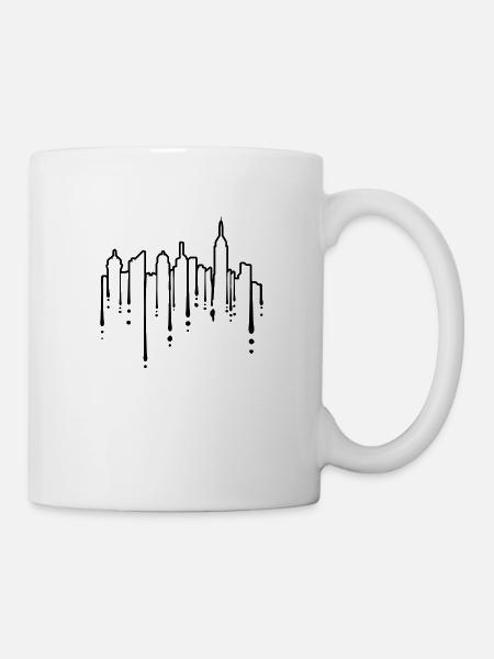 Silhouette Graffiti Gratte-ciel - Mug blanc - blanc