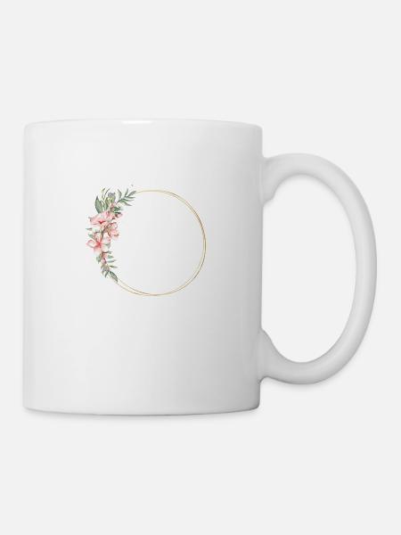 Blumen Halbkranz personalisierbar - Tasse - Weiß