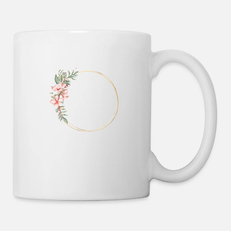 Blumen Halbkranz personalisierbar - Tasse - Weiß