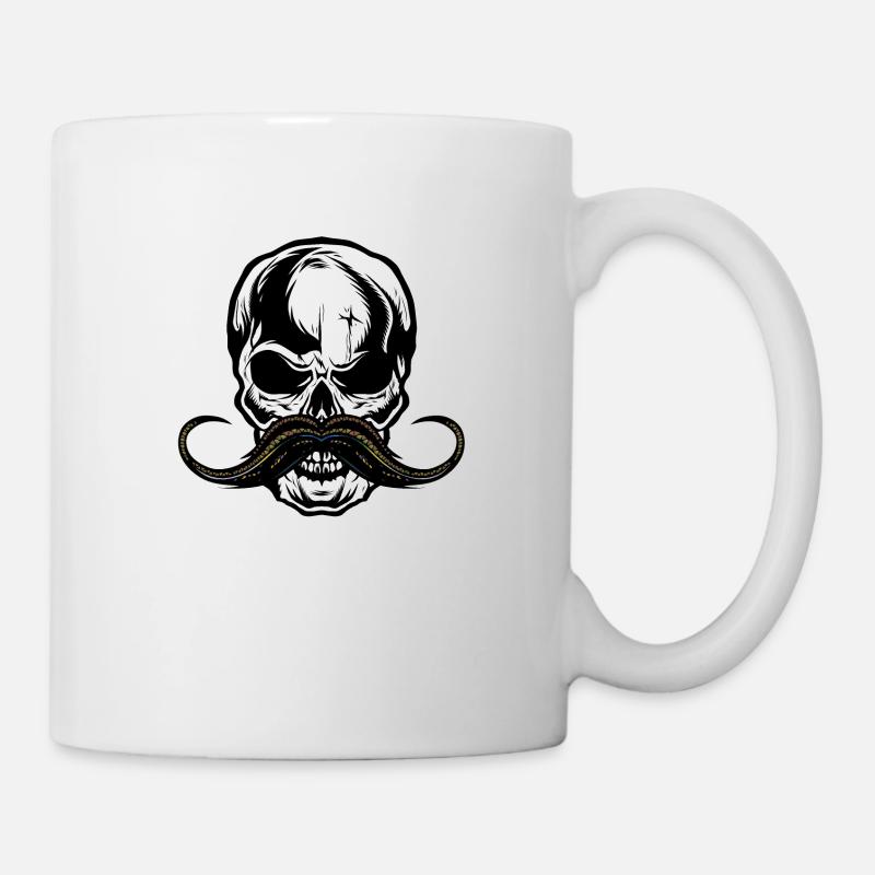 mustache skull hipster skull skull - Mug - white