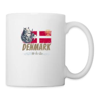 Dänemark Vintage Fahne Wikinger und Schiff Souveni - Tasse - Weiß - Rechts
