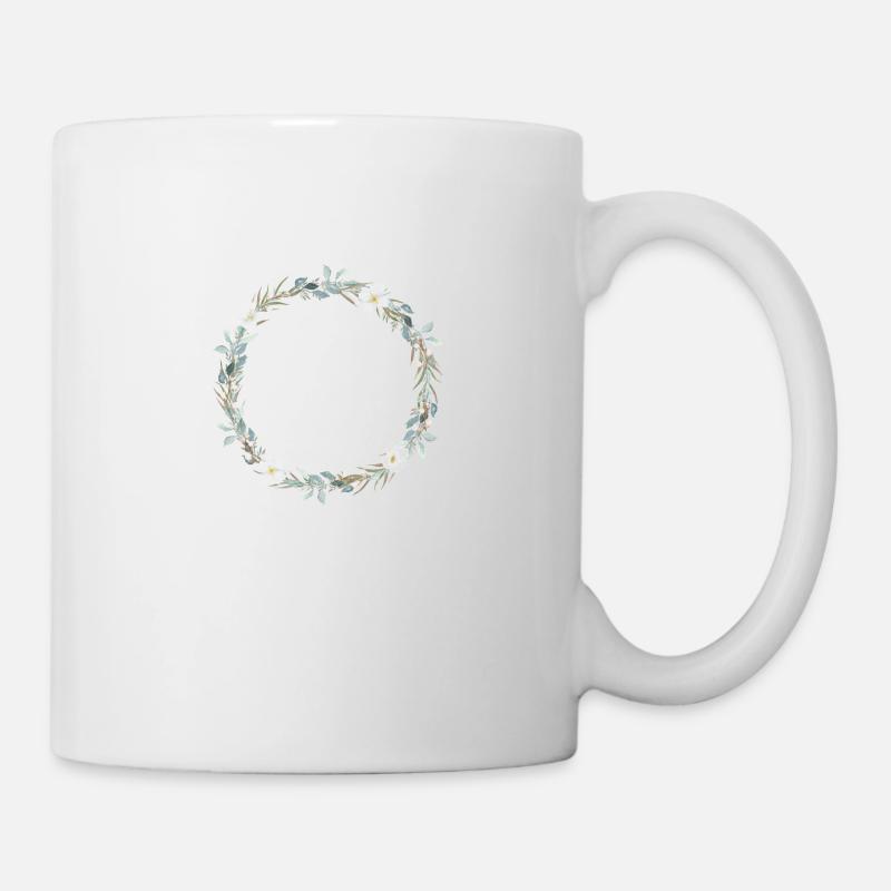 Eukalyptus Blumen Kranz personalisierbar - Tasse - Weiß