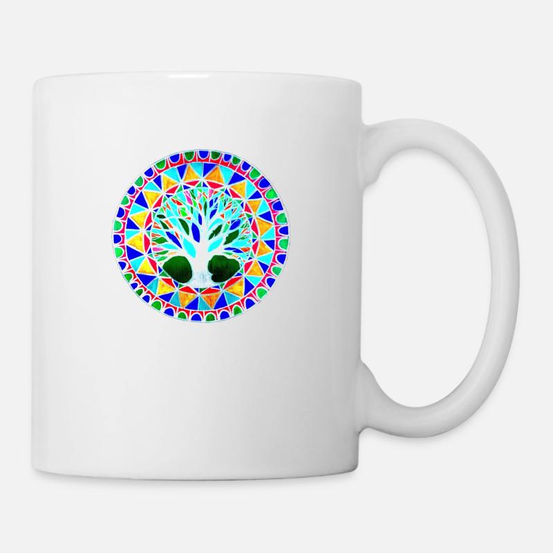 grafisches Baummuster - Tasse - Weiß