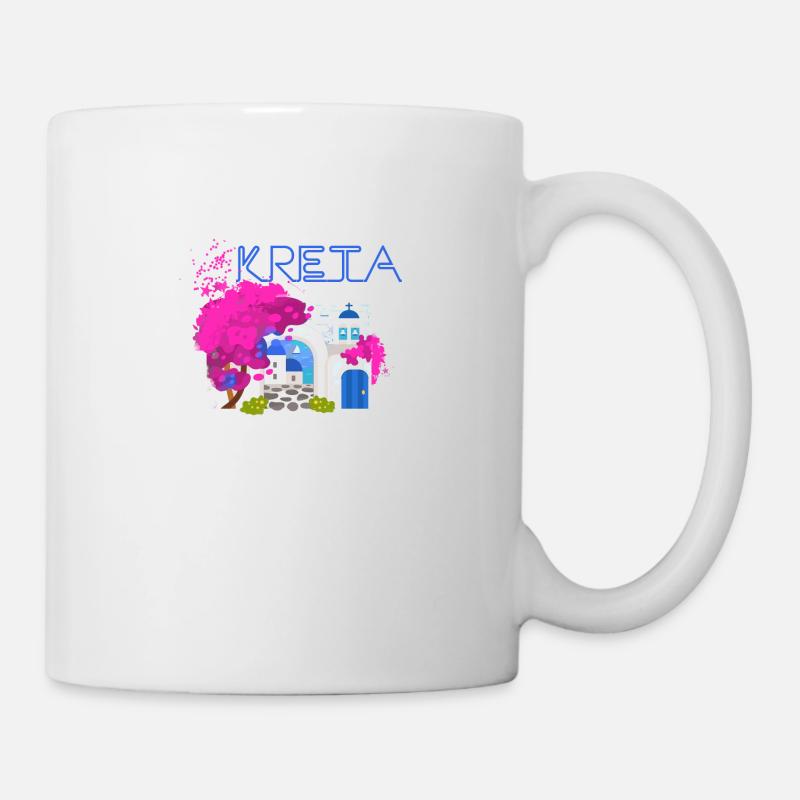 kreta,greece,bild,landschaft,blumen,kollage - Tasse - Weiß
