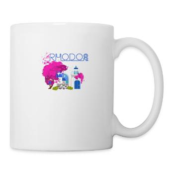rhodos,greece,bild,landschaft,blumen,kollage - Tasse - Weiß - Rechts