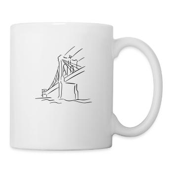 Brooklyn Bridge Line Art - Minimalistisch - Tasse - Weiß - Rechts