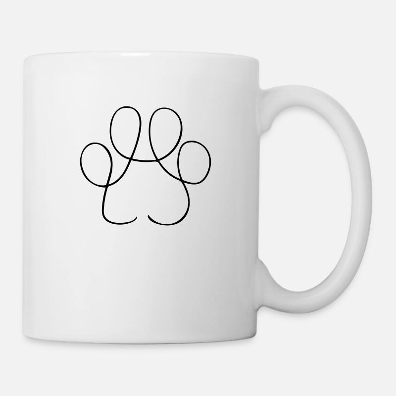 Pfote Line Art - Minimalistisch - Tasse - Weiß