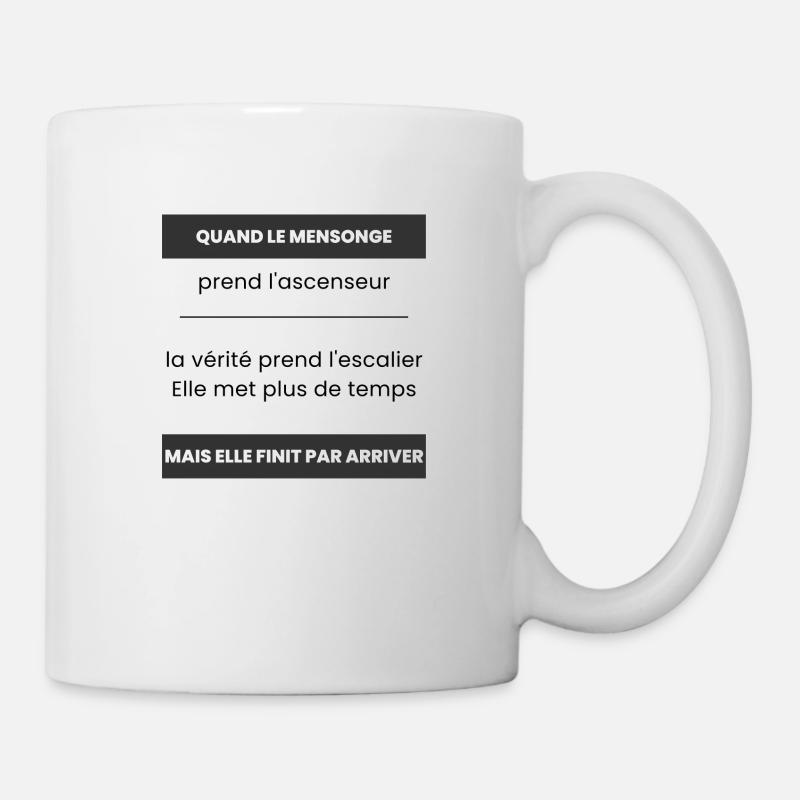 quand le mensonge prend l'ascenseur - Mug blanc - blanc