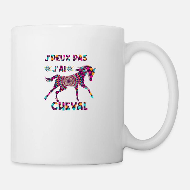 j'peux pas j'ai cheval T shirt équitation - Mug blanc - blanc