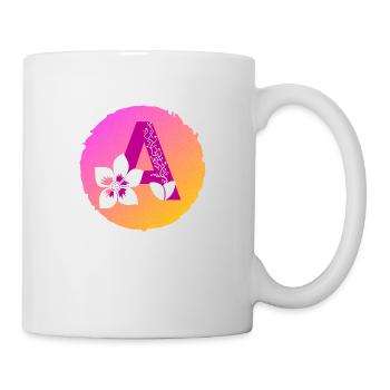 Buchstabe A florales Muster - Tasse - Weiß - Rechts