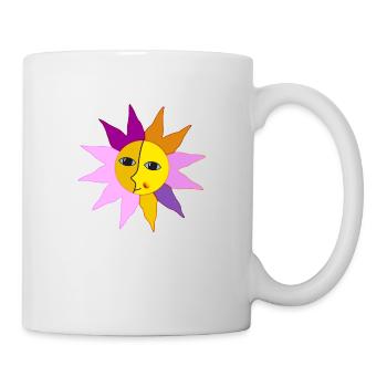 Soleil Rayons Lune Face Moment Bonheur hygge - Mug blanc - blanc - Droite