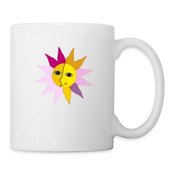 Soleil Rayons Lune Face Moment Bonheur hygge - Mug blanc - blanc - Droite