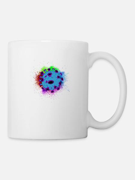 Corona Virus Bakterie anstecken bunte Farben - Tasse - Weiß