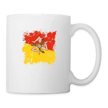 Drapeau de la Sicile Italie Palerme Trinacria Italia - Mug blanc - blanc - Droite