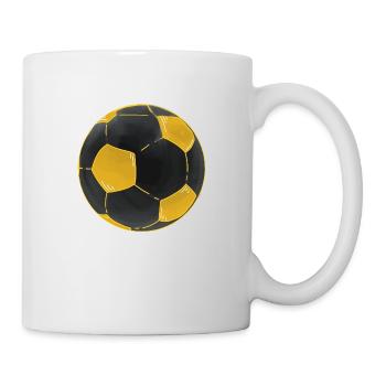 Football Black Gold Ball Sticker Footballer - Mug - white - Right