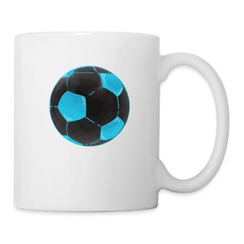 Football Noir Bleu Cool Autocollant de football - Mug blanc - blanc - Droite