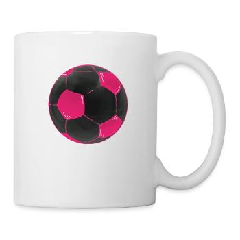 Fußball Pink Schwarz Fußbälle Sticker - Tasse - Weiß - Rechts