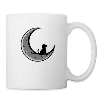 Hund sitzt auf Mond - Tasse - Weiß - Rechts