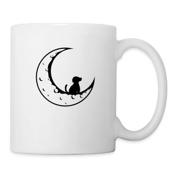 Lieber Mond Hund sitzt - Tasse - Weiß - Rechts