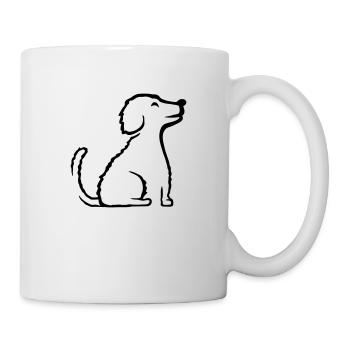 Seated happy good dog - Mug - white - Right