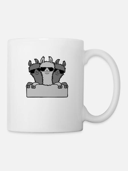 Lamas Freunde Team Schild - Tasse - Weiß