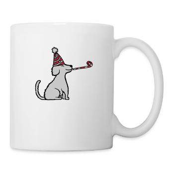 Geburtstagskind sitzender braver Hund - Tasse - Weiß - Rechts