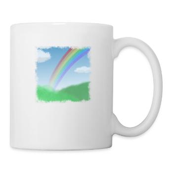 verwaschene Landschaft mit Regenbogen im Sommer - Tasse - Weiß - Rechts