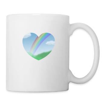 Sommer Landschaft mit Regenbogen in Herzform - Tasse - Weiß - Rechts