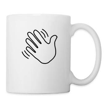 Emoji Hand winken Skizze schwarz - Tasse - Weiß - Rechts