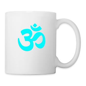 om zeichen neon blau yoga - Tasse - Weiß - Rechts