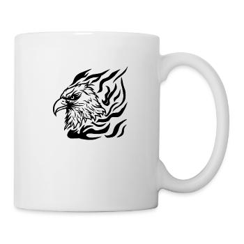 Tête d’aigle avec style de tatouage de flamme - Mug blanc - blanc - Droite