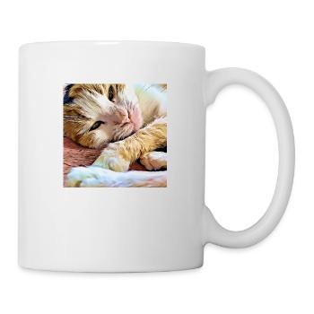 Close-up of older domestic cat laying and resting - Mug - white - Right