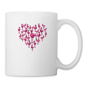 Flamingo Herz Frauen Mädchen Kinder - Tasse - Weiß - Rechts