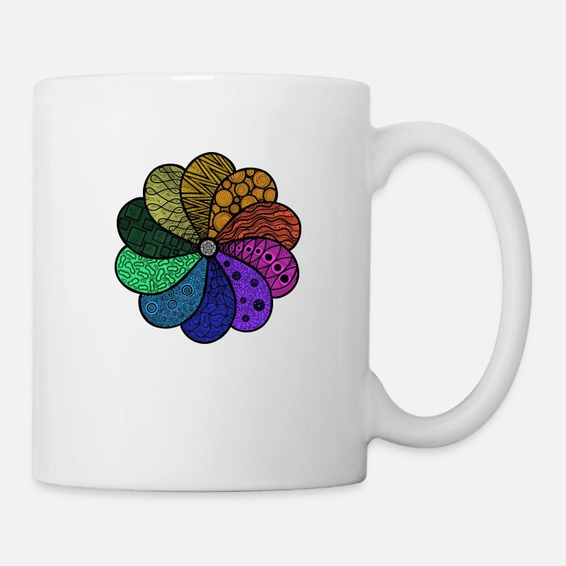 Zentangle Blume - Tasse - Weiß