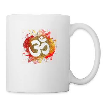 om zeichen gold feuer elemente liebe mantra - Tasse - Weiß - Rechts