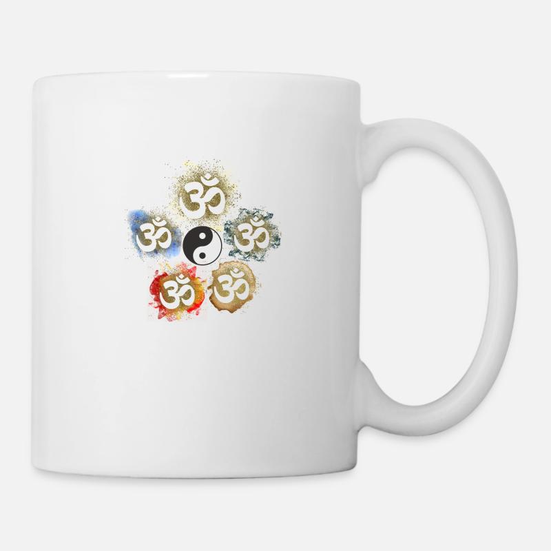 om elemente feuer erde luft metal wasser yin yang - Tasse - Weiß